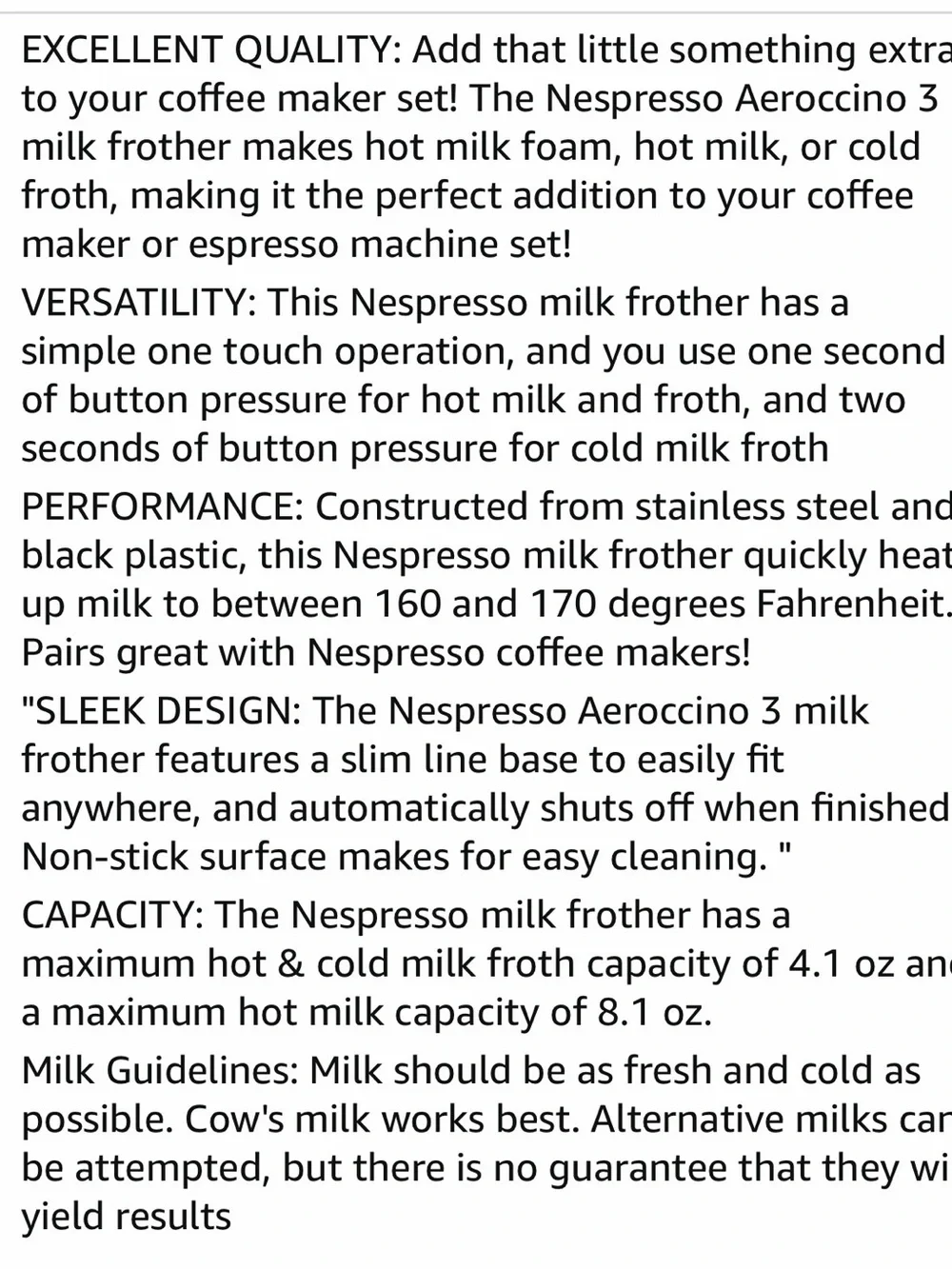 Nespresso aeroccino milk